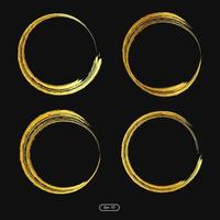 Gold circle frame element, set of golden circle, brush ornament, for invitations, photo frames, sales banner. vector