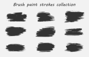 Brush paint strokes collection. texture brushes and modern grunge brush lines. ink brush artistic element for frame design. elements set. collection of box frame for text borders on black background vector