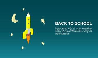 back to school shift back to face to face learning with cloud pencil rocket isometric night vector