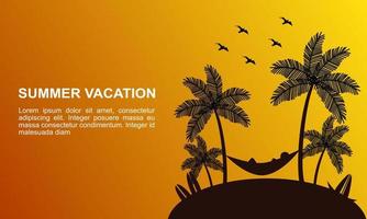 Summer vacation illustration with palm tree in beach vector