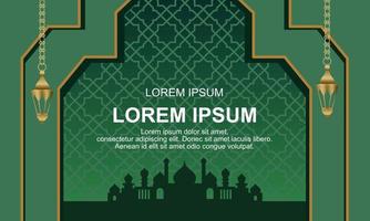 Elegant ramadan background with green color design vector