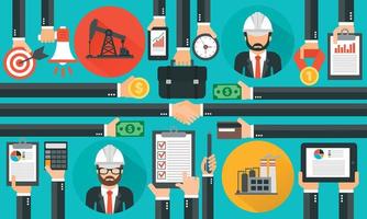 Oil business management with two managers,design flat vector