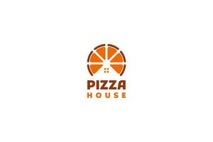 idea de ilustración de vector de diseño de logotipo de casa de pizza plana