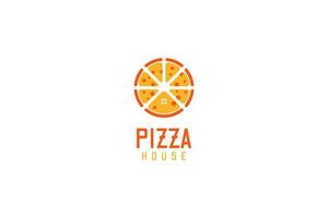 Flat pizza house logo design vector illustration idea