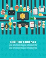 Currency crypto Concept flat design business.Computer with Bitcoin Currency vector