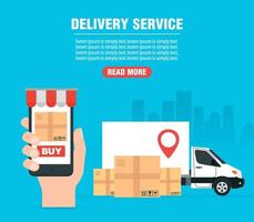 Online shopping. Delivery service concept design flat banner vector