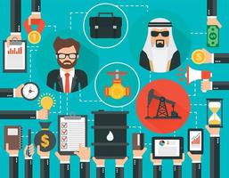 Oil, gas industry concept design flat with businessmans vector