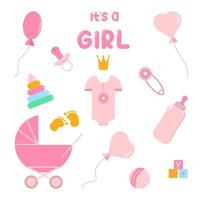 Baby girl design elements and decoration vector