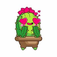 lindo pequeño cactus ilustración vectorial de dibujos animados, conjunto de vectores de cactus