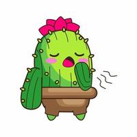 lindo pequeño cactus ilustración vectorial de dibujos animados, conjunto de vectores de cactus