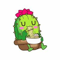 lindo pequeño cactus ilustración vectorial de dibujos animados, conjunto de vectores de cactus