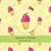 patrón de verano de cono de helado vector