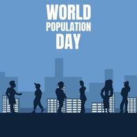 illustration vector graphic of urban society silhouette, perfect for world population day, celebrate, greeting card, etc.