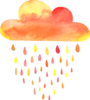 vattenfärg moln med regn png