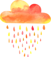 nuvem em aquarela com chuva png