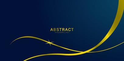 Luxury abstract dark blue background with shiny curved gold line element vector