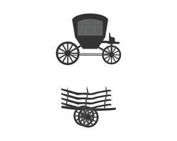 Side view Ancient silhouette cart best style wagon for cows drag, Isolated on white background vector