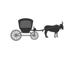 vaca tirando del carro, concepto de naturaleza de silueta de transporte tradicional