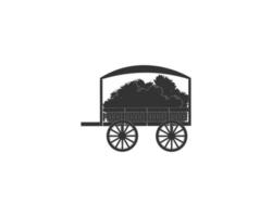 Side view Ancient silhouette cart best style wagon for cows drag, Isolated on white background vector