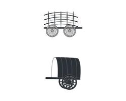 Side view Ancient silhouette cart best style wagon for cows drag, Isolated on white background vector