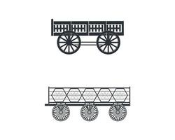 Side view Ancient silhouette cart best style wagon for cows drag, Isolated on white background vector