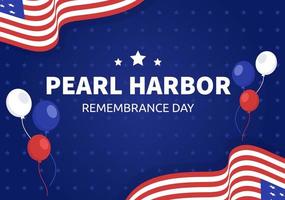 Happy Pearl Harbor Remembrance Day on December 7 Template Hand Drawn Cartoon Flat Illustration for National Memorial of Ceremony vector