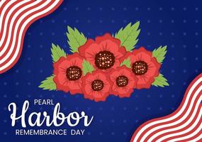 feliz día del recuerdo de Pearl Harbor el 7 de diciembre plantilla dibujada a mano ilustración plana de dibujos animados para el memorial nacional de la ceremonia vector