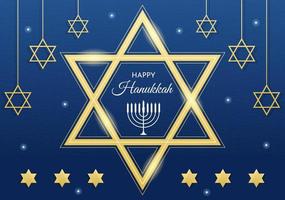 Happy Hanukkah Jewish holiday Template Hand Drawn Cartoon Flat Illustration with Menorah, Sufganiyot, Dreidel and Traditional Symbols vector