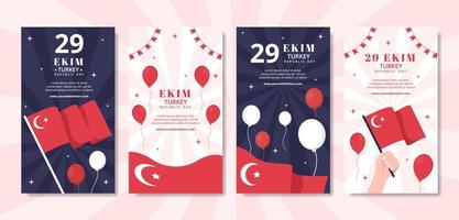 29 Ekim Turkey Republic Day Social Media Stories Template Hand Drawn Cartoon Flat Illustration vector