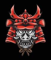 Scary Japanese oni mask logo illustration vector