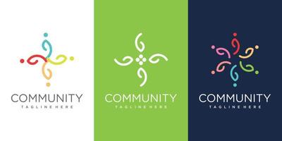 concepto de diseño de logotipo comunitario con vector premium de estilo abstracto