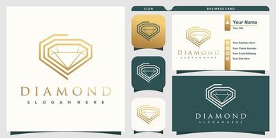 Diamond logo with creative design with business card template vector