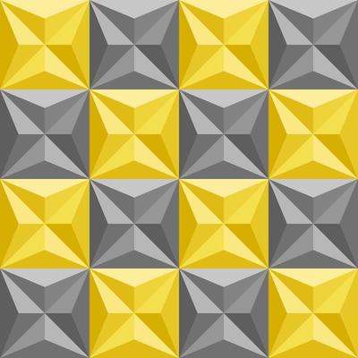 Checkered Patterns 3D Shapes Triangles Squares Yellow And Gray