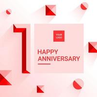 happy anniversary 1th. number 1 logo design and design poster elements. can be used for anniversaries