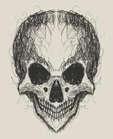 illustration abstract skull head with scrible style vector