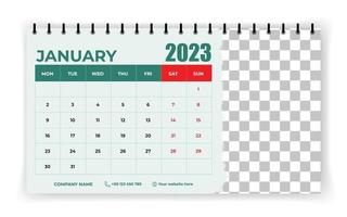 calendario de escritorio de diseño simple de vector de 2023 años