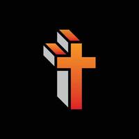 cruz iglesia simbólica religión simple logo vector