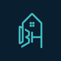 letra bh hogar realty simple logo vector