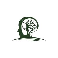 cabeza árbol naturaleza ecología logo vector