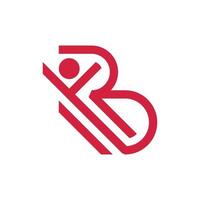 logotipo de línea simple humana letra b vector