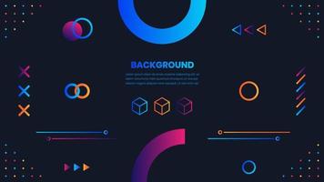 Memphis background with gradient shapes vector