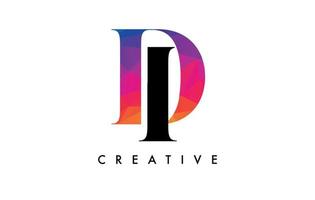 DI Letter Design with Creative Cut and Colorful Rainbow Texture vector