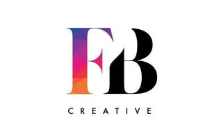 FB Letter Design with Creative Cut and Colorful Rainbow Texture vector