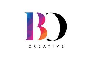 BO Letter Design with Creative Cut and Colorful Rainbow Texture vector