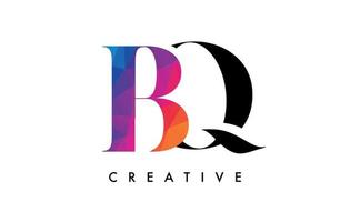 BQ Letter Design with Creative Cut and Colorful Rainbow Texture vector