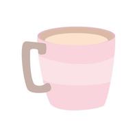 Coffee cup mug with a pink color and a flat white background, a modern vector illustration