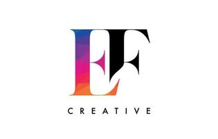 EF Letter Design with Creative Cut and Colorful Rainbow Texture vector