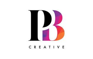 PB Letter Design with Creative Cut and Colorful Rainbow Texture vector