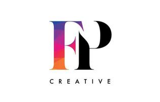 FP Letter Design with Creative Cut and Colorful Rainbow Texture vector