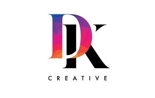 DK Letter Design with Creative Cut and Colorful Rainbow Texture vector